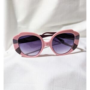 Mimi Pink Retro Vintage Style Butterfly Sunglasses Gray Lenses UV Protection
